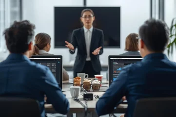 4K-photorealistic-training-room_-3-European-participants-around-30-years-old-seen-from-behind-workin-3